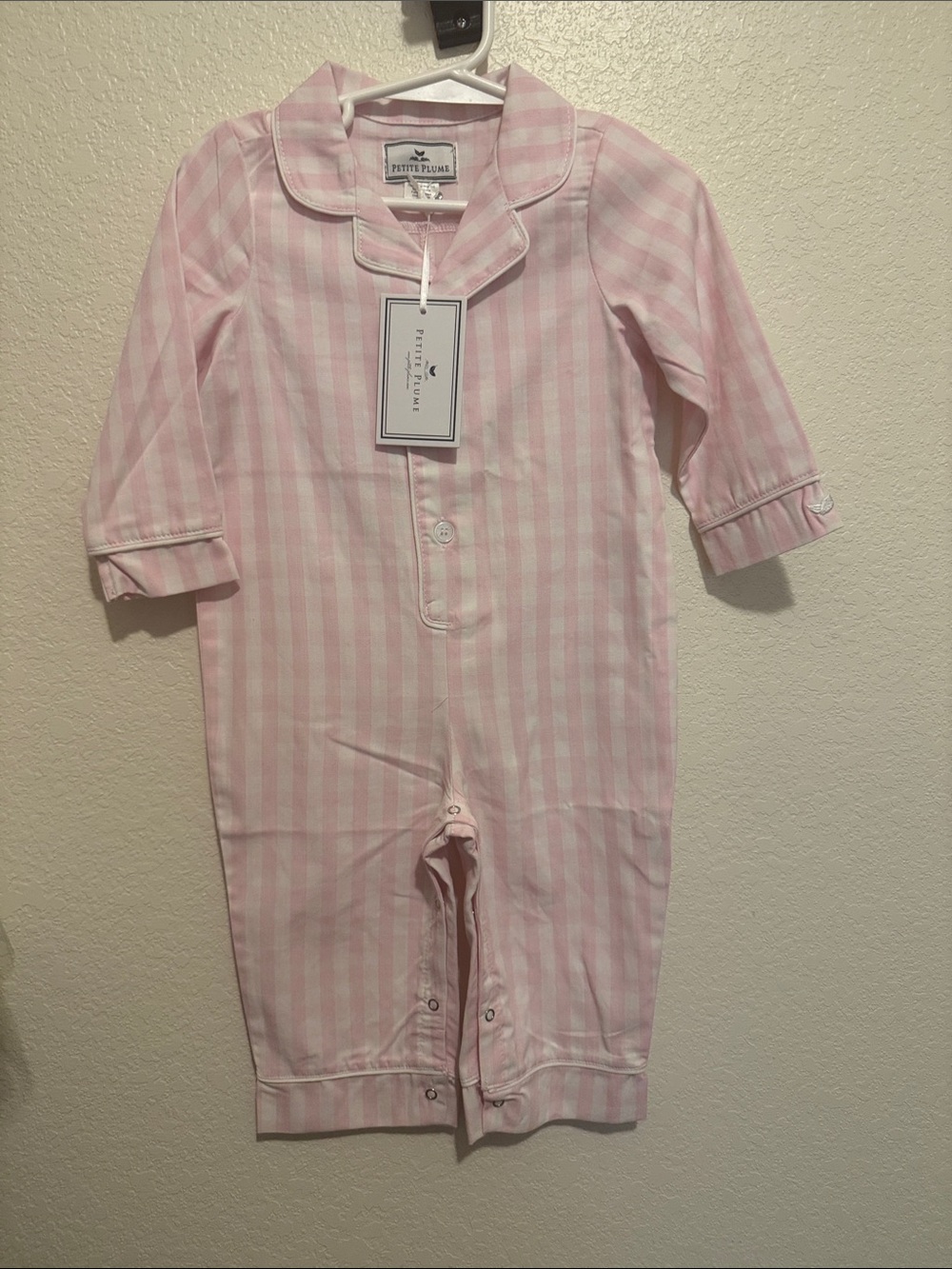 Petite Plume Pink Gingham One-Piece Romper